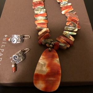 Silpada Red Abalone Shell Reversible Pendant  RARE